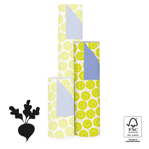 P15.179.050 Inpakpapier - Smiley Lemon Yellow - Blue