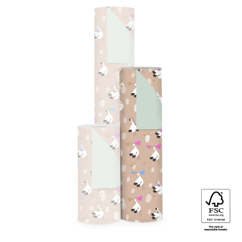 P15.248.050 Inpakpapier - Baby Bird Beige - Pastel Mint