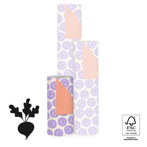 P15.305.030 Inpakpapier - Smiley Lilac - Salmon