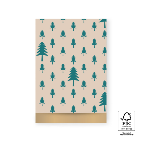 P38.321.017 X-mas Cadeauzakjes - Tree Beige/Jade Green - Gold - 17 x 25 cm