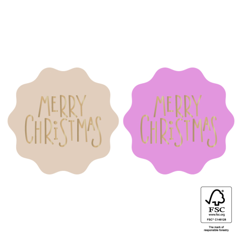 P39.159.250 X-mas Stickers Duo - Text Merry Christmas Gold Pink