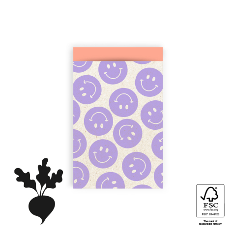 P43.305.012 Cadeauzakjes - Smiley Lilac - Salmon - 12 x 19 cm