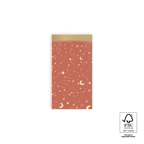 P43.310.007 Cadeauzakjes - Galaxy Cognac - Gold - 7 x 13 cm