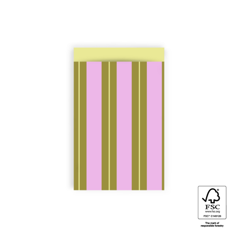 P43.313.012 Cadeauzakjes - Stripe Chalk Pink - Yellow - 12 x 19 cm