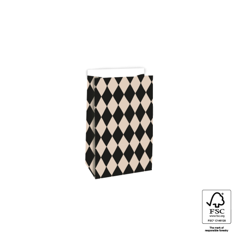P44.090.012 Blokbodemzakken - Harlequin Neutral - 12 x 7 x 19 cm