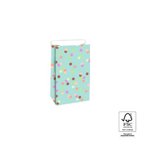 P44.097.012 Blokbodemzakken - Party Confetti Pistache - 12 x 7 x 19 cm