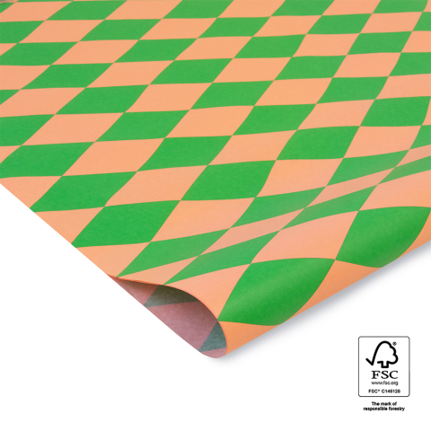 P45.210.070 Tissue Paper - Harlequin - Green/Salmon