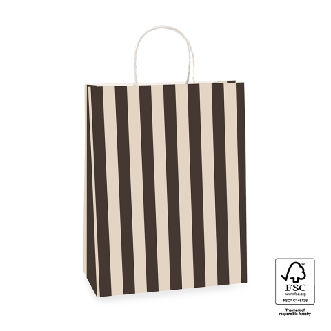 P46.012.026 Papieren tassen - Stripe Black/Beige