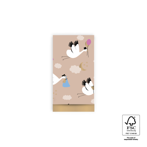 Geschenktüten - Baby Bird Beige - Gold - 7 x 13 cm