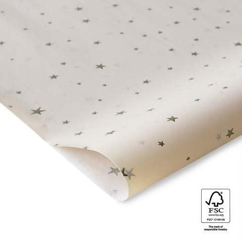Seidenpapier - Stars Gold - Beige