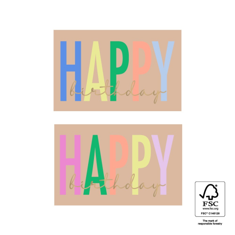 Geschenkaufkleber Duo - Happy Birthday Letters Gold