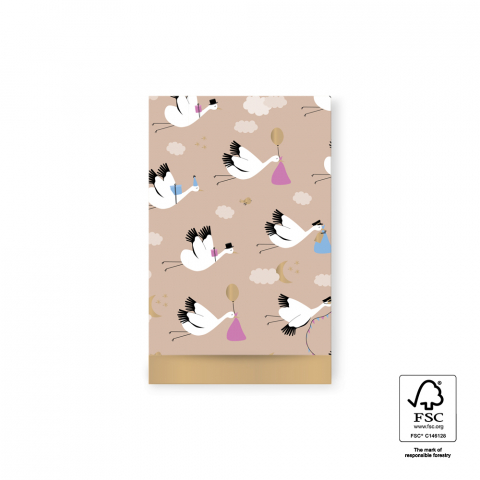 P43.159.012 Cadeauzakjes - Baby Bird Beige - Gold - 12 x 19 cm
