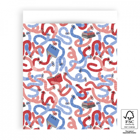 Geschenktüten - Bookworm Indigo Blue/Cherry Red - 27 x 34 cm
